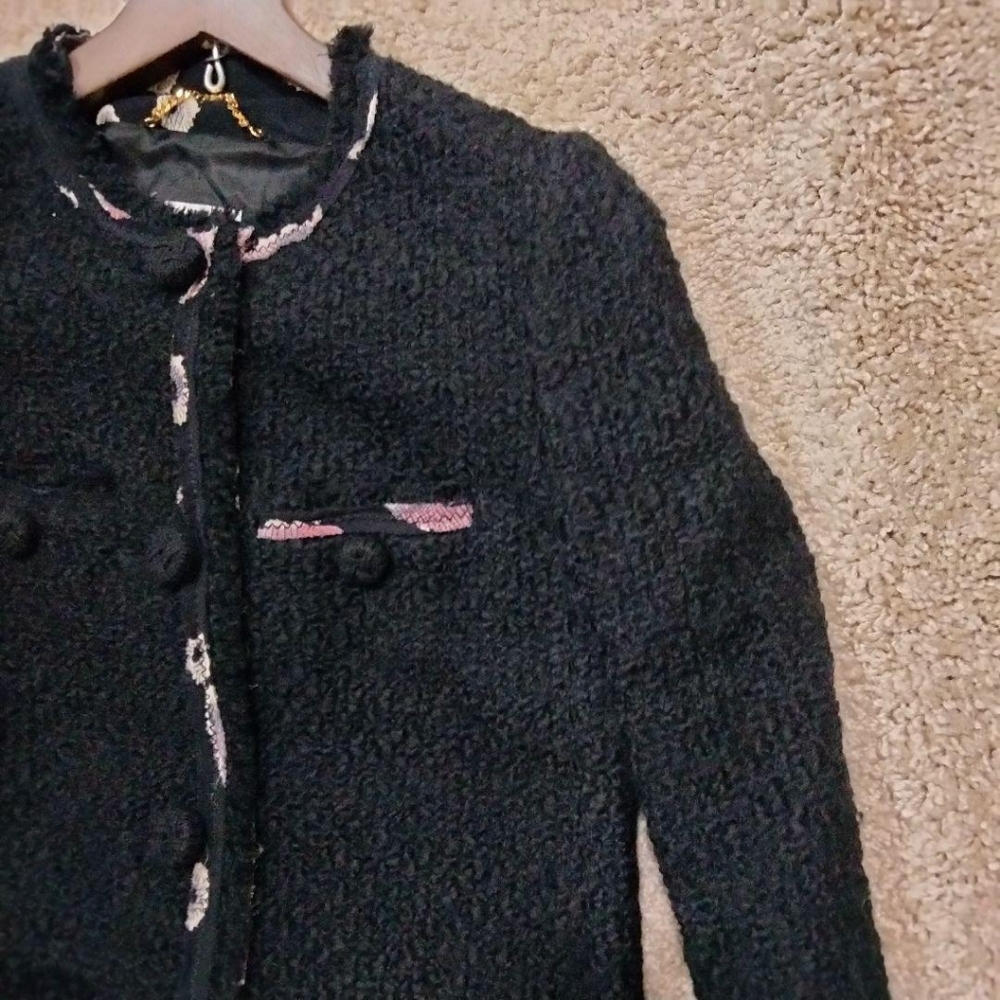 Moschino  Tweed Black Jacket 8 Chanel Style